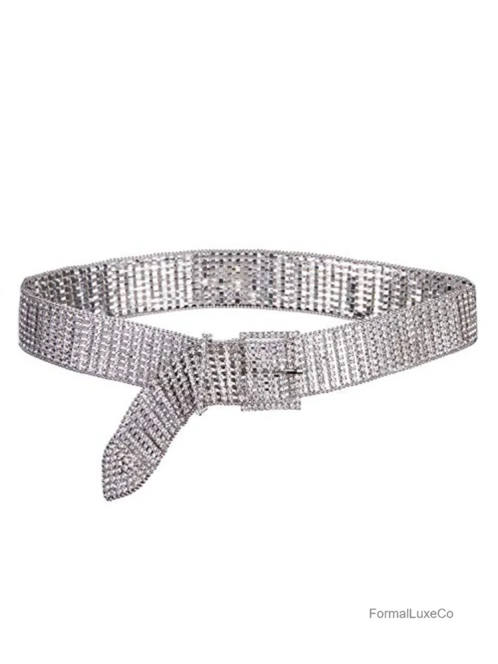 Vintage Western Belt for Women, Elastic Leather Double Buckle Chained Belt,